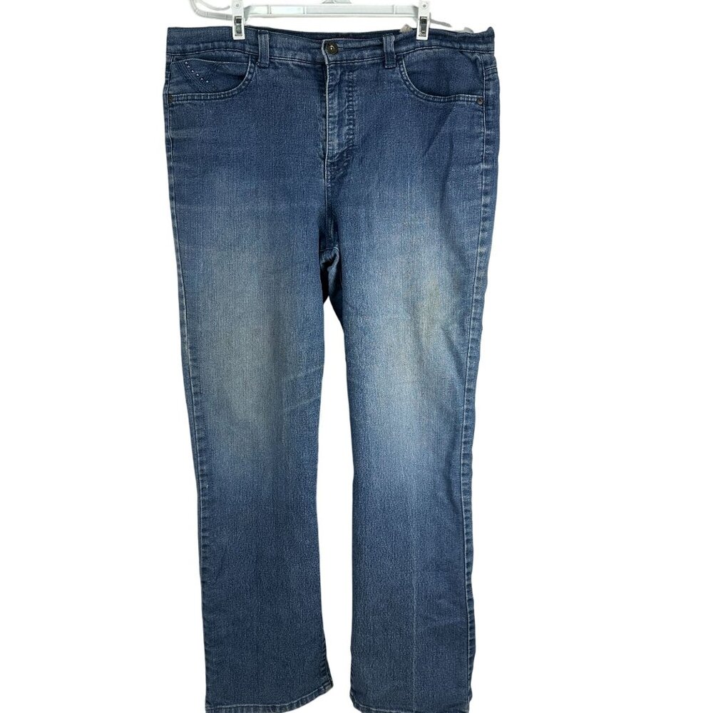 Gloria Vanderbilt Womens Alana Bootcut Blue Denim Jeans Size 16
